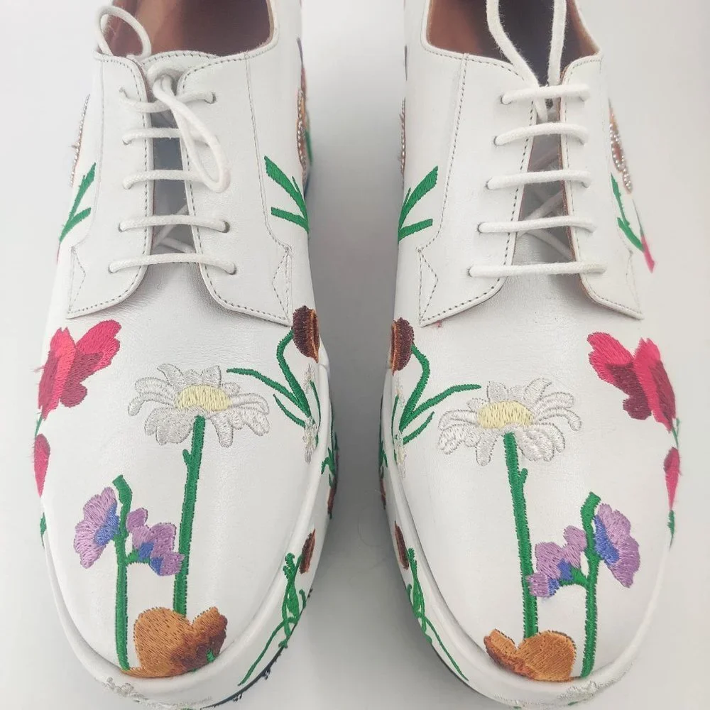 Robert Clergerie x Lucia Liu Anyang Floral Platform Loafers in White 40.5 10